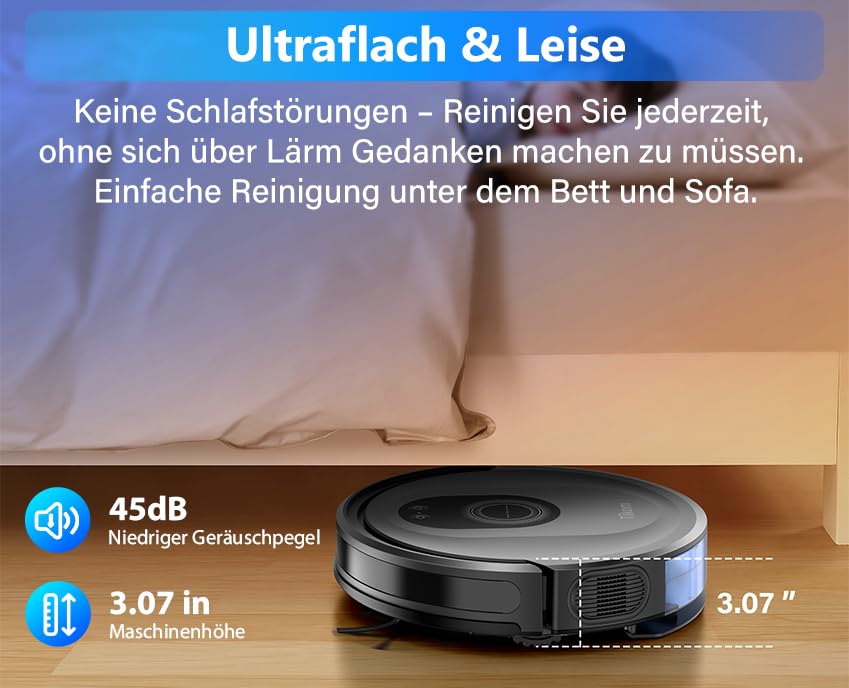 Tikom G8000 Max Saug- & Wischroboter 5000 Pa WLAN, 150 Min, Selbstaufladend