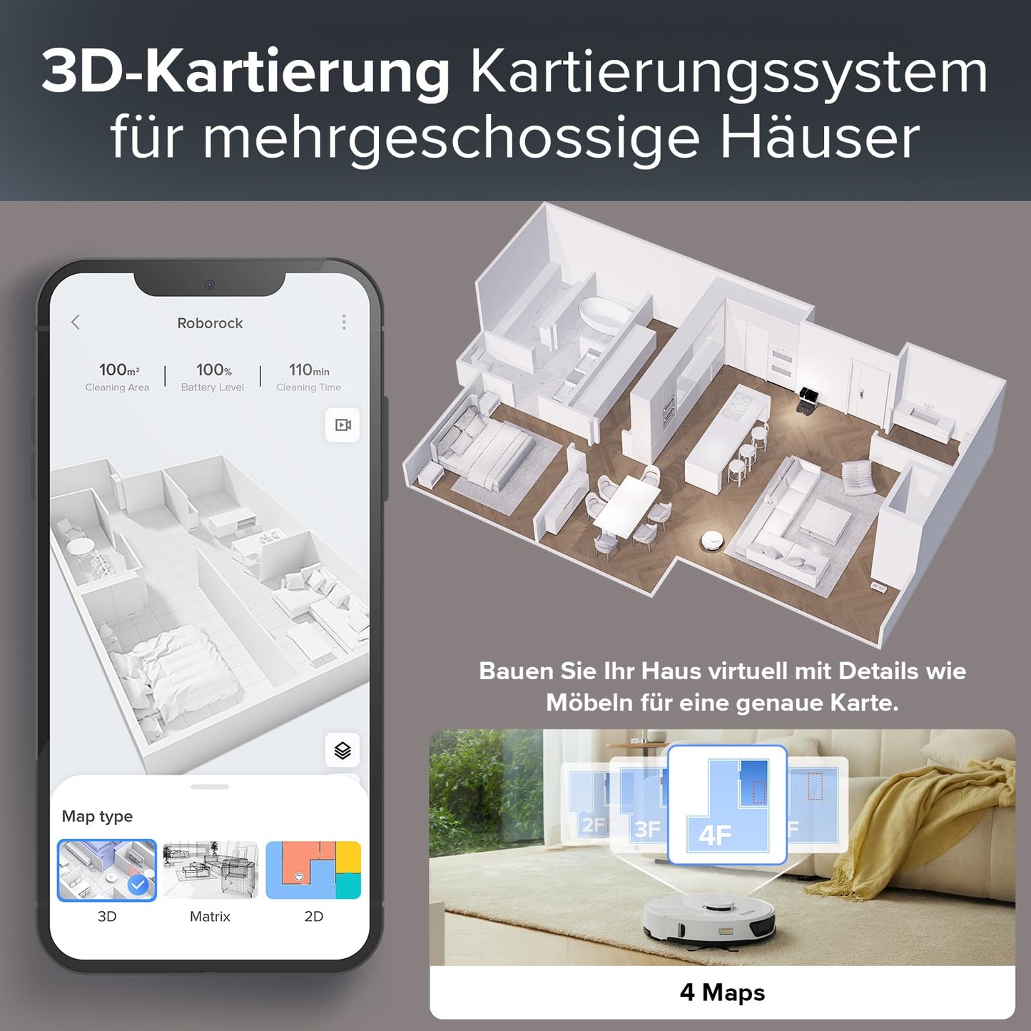 Roborock S7 Max Ultra Saug- & Wischroboter 5500 Pa Auto-Station, App/Sprachsteuerung