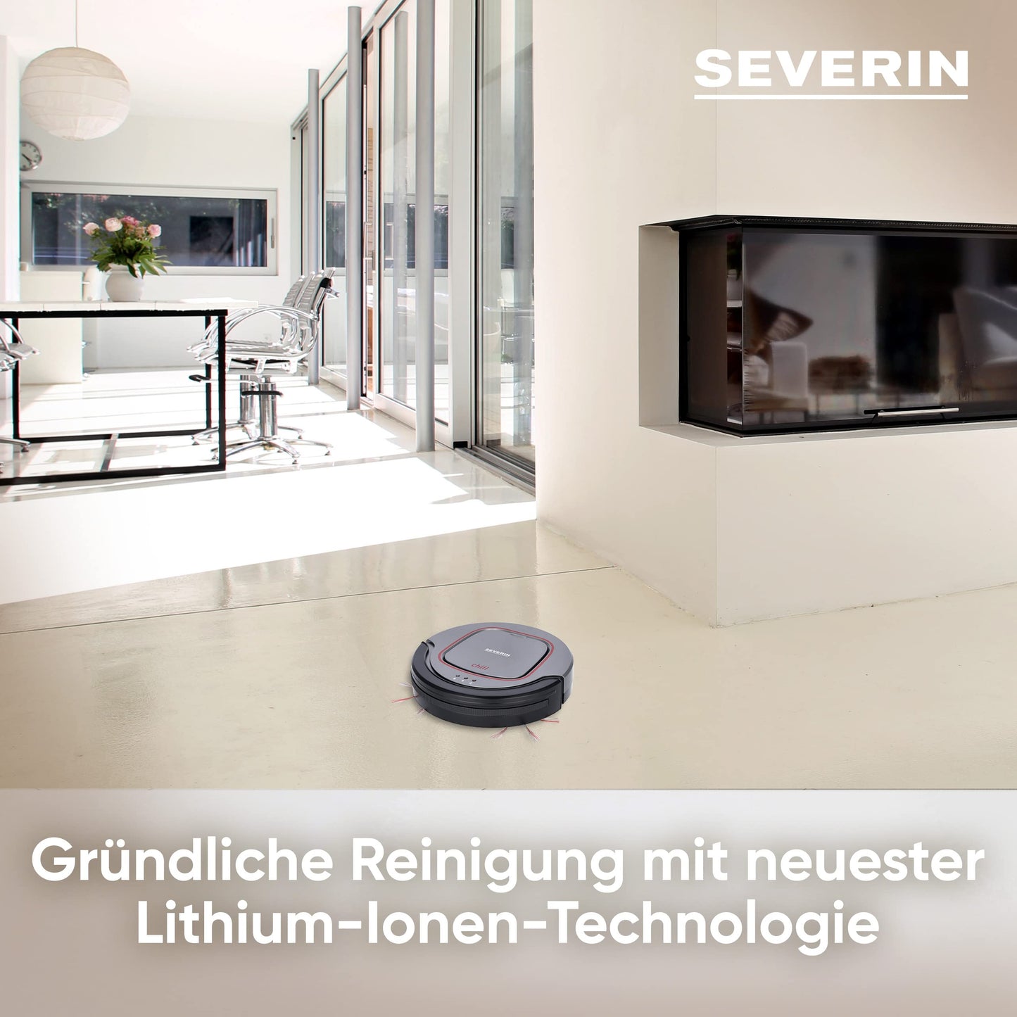 SEVERIN chill® Saugroboter RB 7025 – flach, Hartböden & Teppiche, Treppensensor