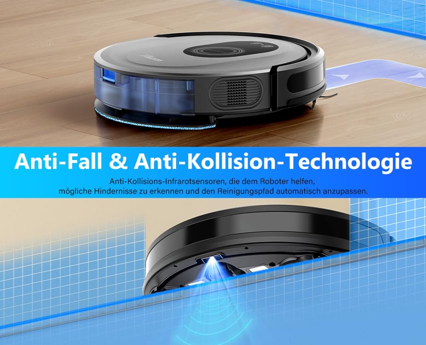 Tikom G8000 Max Saug- & Wischroboter 5000 Pa WLAN, 150 Min, Selbstaufladend