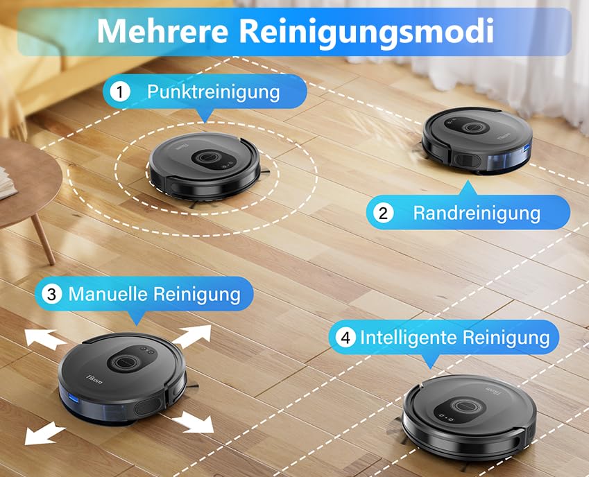 Tikom G8000 Max Saug- & Wischroboter 5000 Pa WLAN, 150 Min, Selbstaufladend