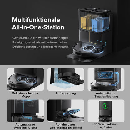 Roborock Qrevo QV35A Saug- & Wischroboter 8000 Pa LiDAR, Anti-Verfilzung, Dock Schwarz