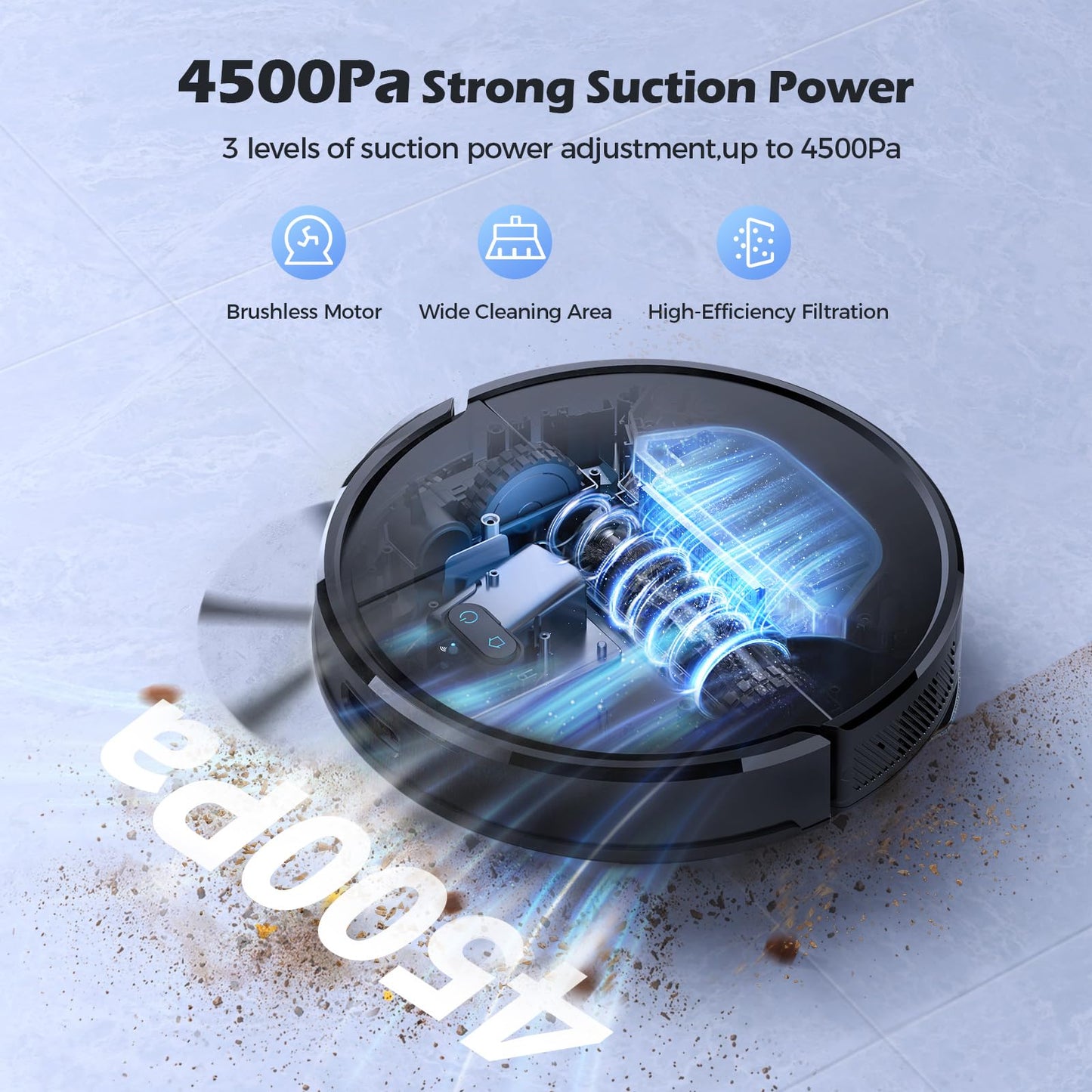 Lubluelu SL68 Saug- & Wischroboter 4500 Pa Laser, 150 Min, App, 24 No-Go Zonen