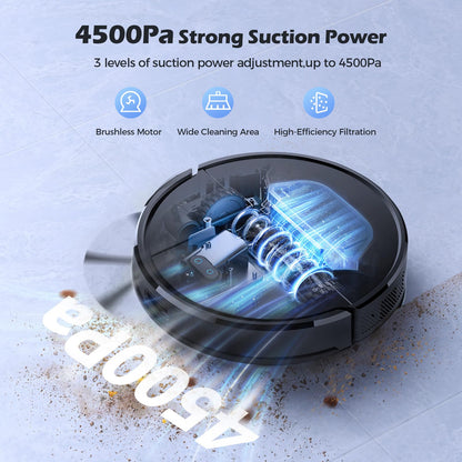 Lubluelu SL68 Saug- & Wischroboter 4500 Pa Laser, 150 Min, App, 24 No-Go Zonen