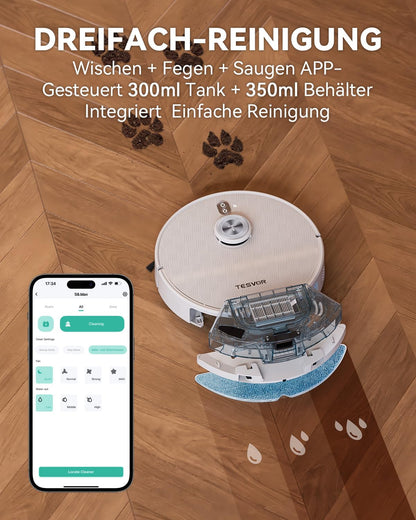 Tesvor S8Pro Saug- & Wischroboter 8000 Pa LiDAR, 240 Min, App & Alexa