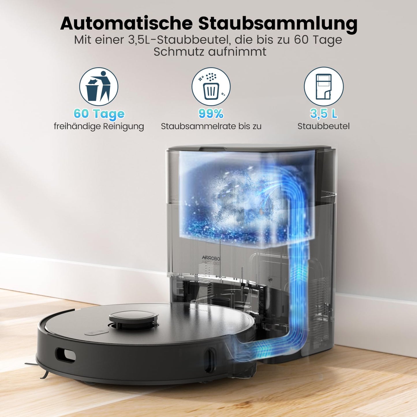 AIRROBO T20+ Saugroboter 3.5L, Wischfunktion, LiDAR Navigation, App-Steuerung