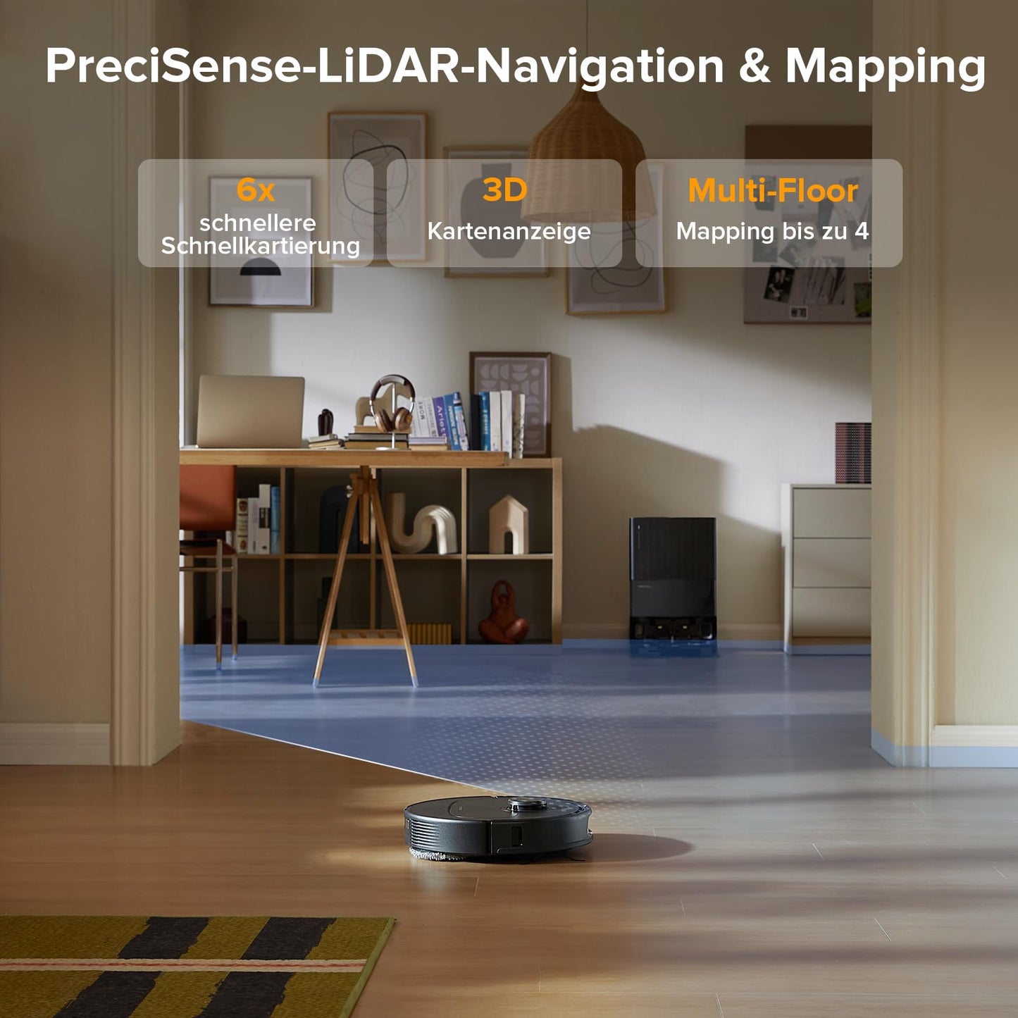 Roborock Qrevo QV35A Saug- & Wischroboter 8000 Pa LiDAR, Anti-Verfilzung, Dock Schwarz