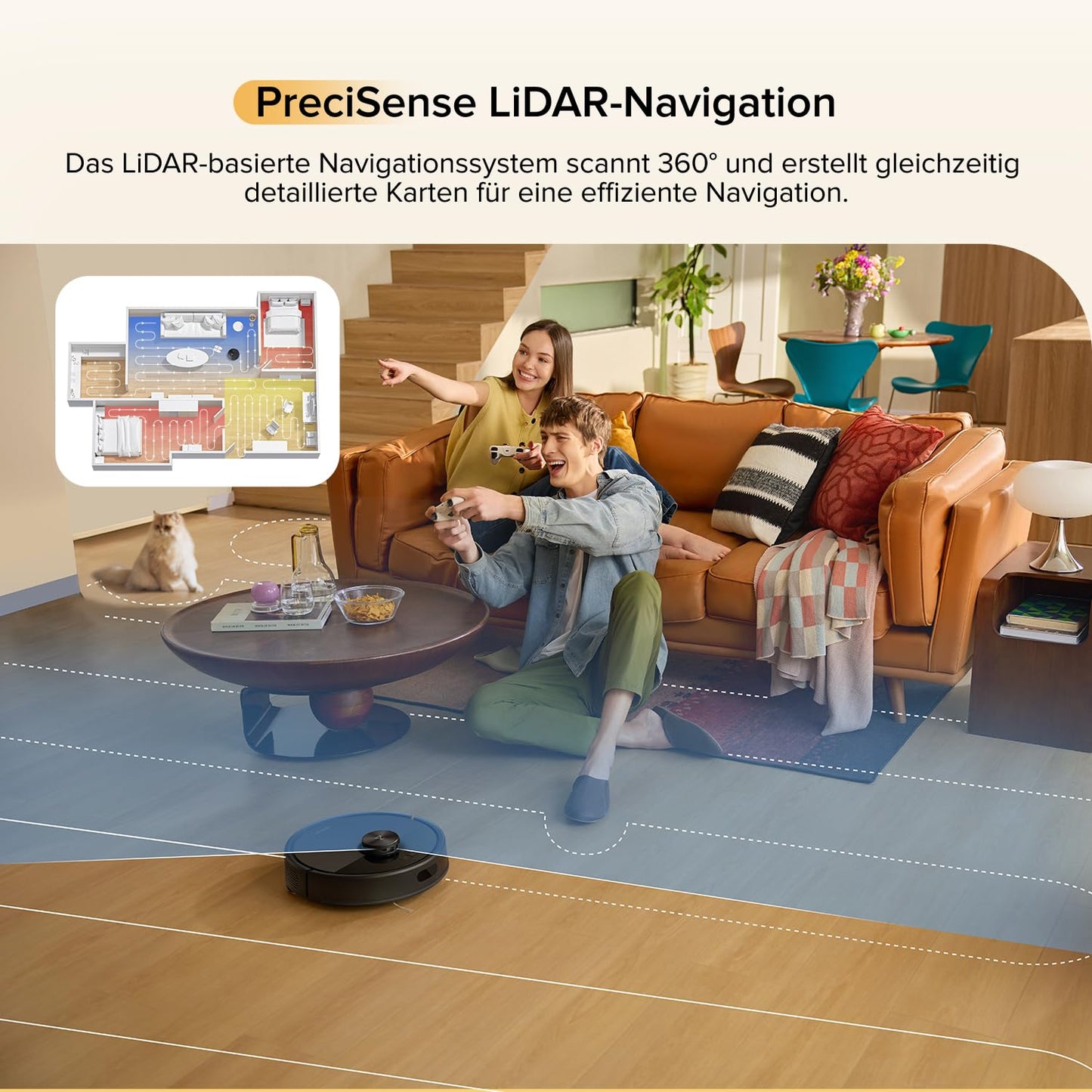 Roborock Q7 M5 Saug- & Wischroboter 10.000 Pa LiDAR, Anti-Tangle, App Schwarz