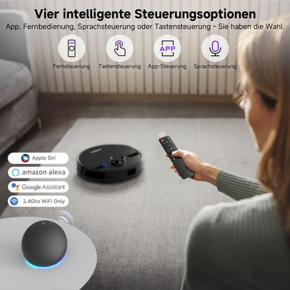 MONSGA Saug- & Wischroboter 5000 Pa LiDAR, 3,5 L Absaugstation, 180 Min, App
