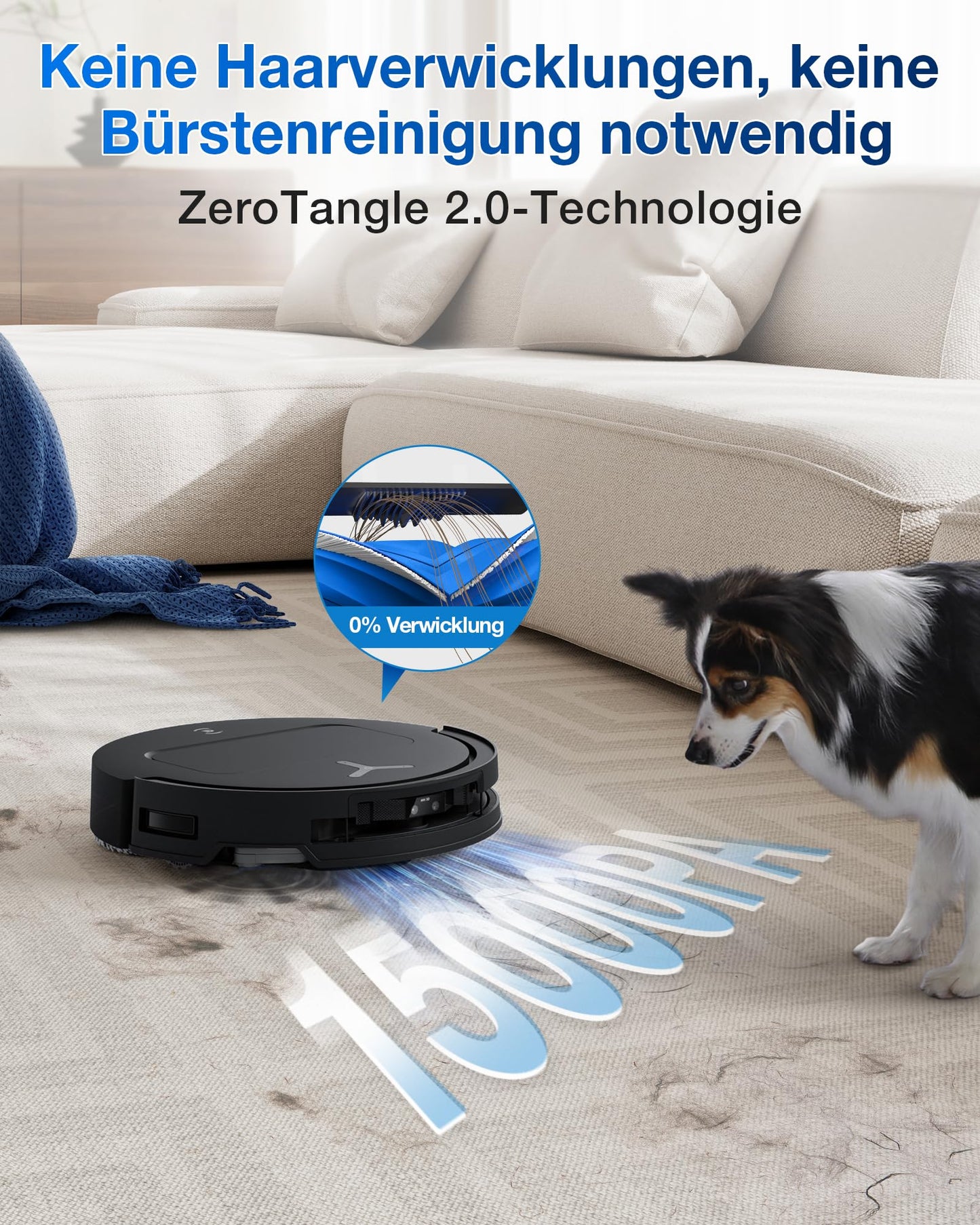 ECOVACS DEEBOT T50 Omni Saug- & Wischroboter 15.000 Pa ZeroTangle, All-in-One Station